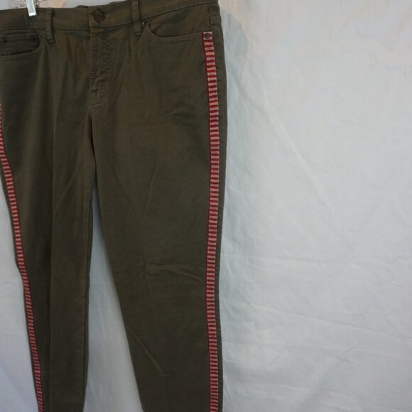 J CREW NWT Toothpick Olive Army Green Neutral Jean Tux Stripe Ankle Pants 32 - Picture 6 of 9